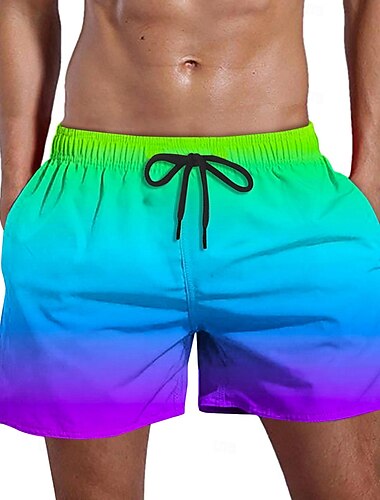  Herre Surf shorts Badeshorts Lomme Snørelukning Elastisk Talje Farveblok Hældning Komfort Hurtigtørrende Korte Ferie Strand Weekend Mode Afslappet Sort Gul Mikroelastisk