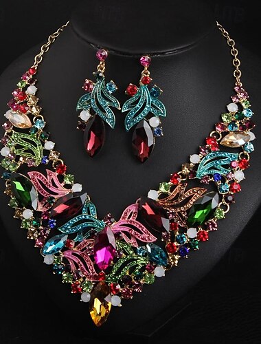  Schmuckset 3 Stück Strass Aleación Ohrringe Halsketten Damen Elegant Vintage Modisch Geometrisch Geometrische Form Schmuck-Set Für Hochzeit Party Jahrestag