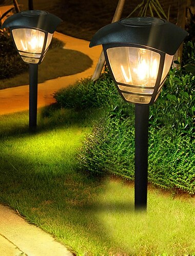  1/2 pièces lampe solaire d'allée, lumière de paysage extérieure étanche rétro ampoule à filament de tungstène lampe à piquet de sol enfichable pour cour extérieure jardin pelouse décorative lampe