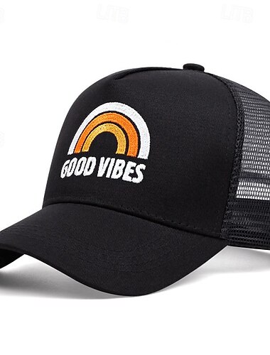  Herren Snapback Cap Cap Basecap Sonnenhut Kappe Mesh-Kappe Schwarz Blau 100% Baumwolle Bestickt Netzrücken Modisch Brautkleider schlicht Strasse Täglich Buchstabe Einstellbar Sonnenschutz Atmungsaktiv