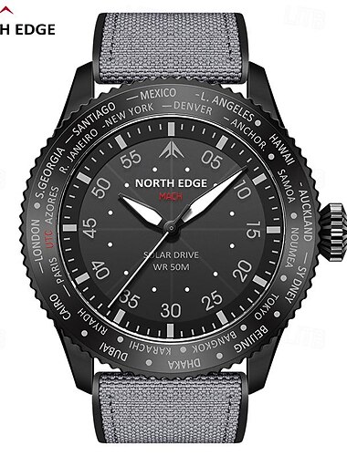  NORTH EDGE Herre Quartz ure Forretning Selvlysende VANDTÆT TPU Nylon rem Ur