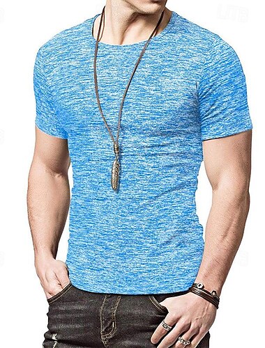  Herren T-Shirt Kurzarm Rundhalsausschnitt T-Shirt Muskel-T-Shirt Kurzarm-Shirt Außen Trainieren Weich Schweißableitend Polyester Leicht Grün Blau Dunkelgrün Fitnessstudio Klettern Camping / Wandern