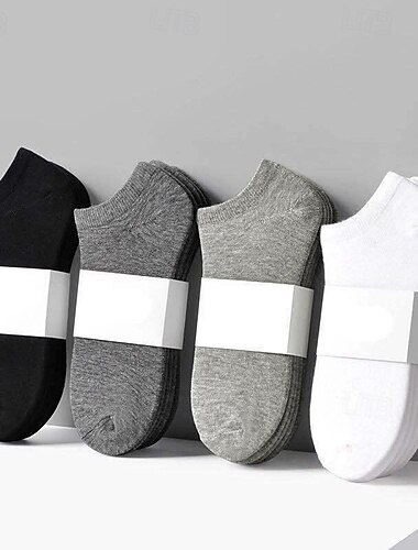  5 pares de calcetines grises en blanco y negro cuatro estaciones color sólido tubo corto calcetines bajos invisibles que absorben el sudor