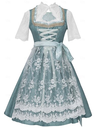  Karneval Oktoberfestbier Kostüm Kleid Outfits Dirndl Bayerisch Dienstmädchen Deutsch München Wiesn Damen Stoff im traditionellen Stil Hemd Kleid Schürze