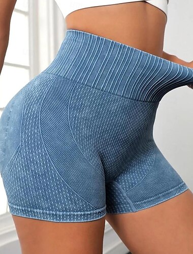  Damen Jogginghose Jogger Trainingsshorts Yogahose Gerippt Leichtgewichtig Hoher Taillenbund Yoga Fitness Fitnesstraining Kurze Hose Schwarz Blau Fuchsie Herbst Sport Sportkleidung Mikro-elastisch Dünn
