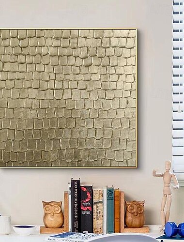  pintura original de hoja de oro arte de pared de oro pintado a mano arte texturizado de oro 3d pintura de metal dorado sobre lienzo arte de pared decoración del hogar marco estirado listo para colgar