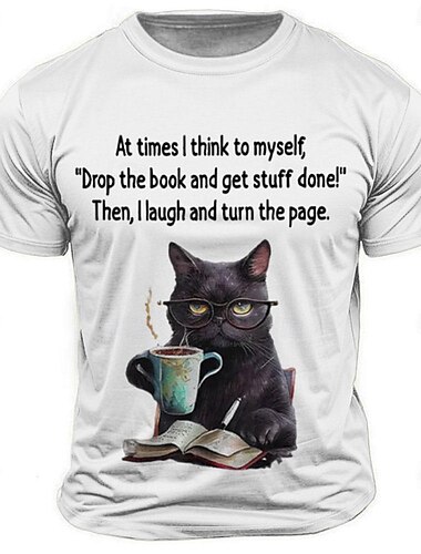  Herren T Shirt T-Shirt Katze Buchstabe Lustig Rundhalsausschnitt Bekleidung Kurzarm Bedruckt Klassisch Brautkleider schlicht
