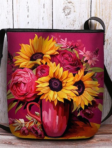  Damen Umhängetasche Schultertasche Bucket-Taschen Oxford Stoff Nylon Einkauf Täglich Festtage Bedruckt Hohe Kapazität Wasserdicht Leichtgewichtig Bühnenlicht vielfarbig Blume Dunkelblau Rosa