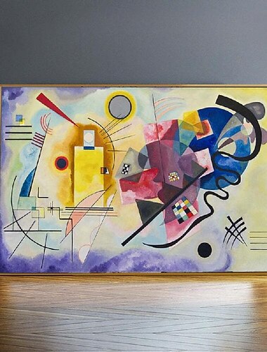  handgemachtes gelb rot blau Ölgemälde von Wassily Kandinsky Ölgemälde Kunstwerk riesige Leinwand Malerei großes abstraktes Ölgemälde Wohnkultur
