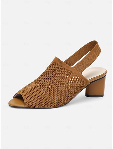  salto feminino peep toe bege - sandálias elegantes de salto bloco de malha