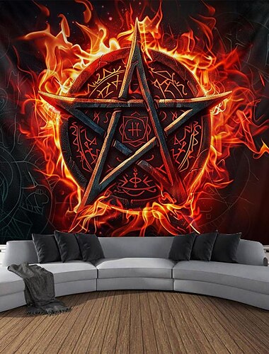  pentagram wicca wicca heidense psychedelische hangende wandtapijt kunst aan de muur groot tapijt muurschildering decor foto achtergrond deken gordijn thuis slaapkamer woonkamer decoratie
