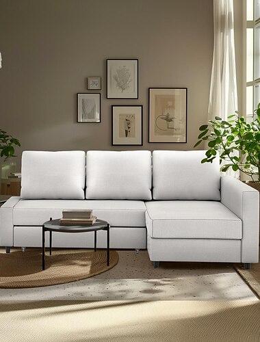  Sofa Bed Hoes met Opslag Effen Kleur Slipcovers