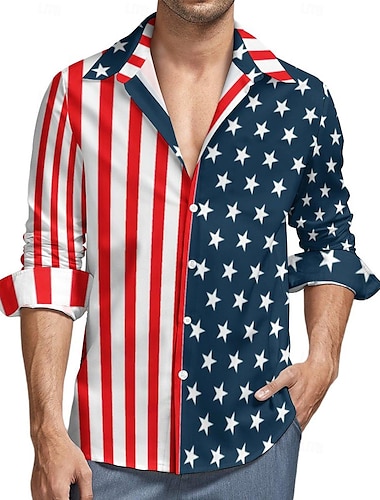  USA Flagge Bluse / Hemd Erwachsene Herren Cosplay Leistung Party Karneval Tag der Unabhängigkeit 4. Juli Einfaches Karnevalskostüm