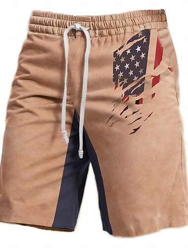  Herren Amerikanische US-Flagge Grafik-Drucke Sweatshorts Kurze Hose Strandshorts Kurze Hosen Frottee-Shorts Mittlere Taillenlinie Vintage Brautkleider schlicht Täglich Festtage Strassenmode Kordelzug