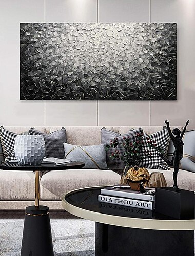  pictură în ulei realizată manual, pânză, artă de perete, textură modernă, abstractă, alb negru, pentru sufragerie, decor pentru casă, laminată, pictură neîntinsă, fără rame
