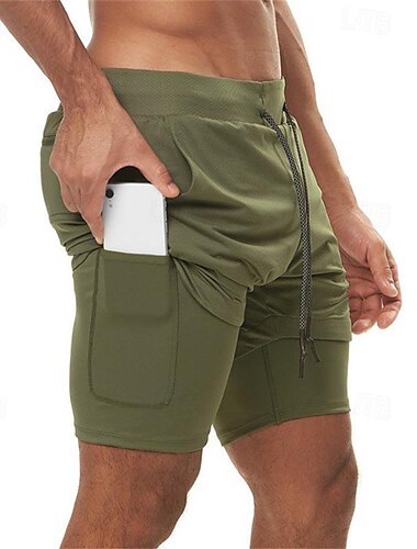  Hombre Pantalones Cortos Running Shorts de gimnasio Pantalones de chándal Bolsillo Cintura elástica Bermudas Exterior Deporte Deportivo Secado rápido Ligero Suave Maratón Corriendo Rutina de ejercicio