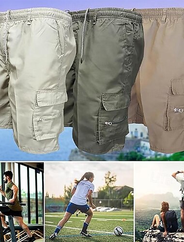  男性用 カーゴショーツ ハイキング ショーツ 軍隊 アウトドア レギュラー 防水 高通気性 速乾性 ショートパンツ ジッパーポケット ブラック アーミーグリーン 狩猟 登山 キャンプ / ハイキング / ケイビング S M L XL XXL