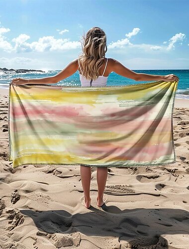  värillinen rantapyyhe 100 % mikrokuitua mukavat peitot ylisuuri rantapyyhe, 35"x70", iso uimapyyhe teini-ikäisille aikuisille, nopeasti kuivuva, imukykyinen, pehmeä, monipuolinen matkoille, kylpyyn ja