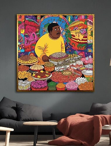  Ölgemälde „Mann isst Essen“, Graffiti-Kunst, Leinwandgemälde, handgefertigt, moderne Deko-Ideen, Ölgemälde für Zuhause und das Büro mit verschiedenen Rahmen