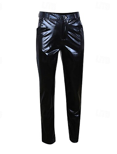  Herren Hose Hosen Lederhose Kunstlederhose Freizeithose Vordertasche Glatt Komfort Party Täglich Festtage Modisch Glitzer Silber Schwarz