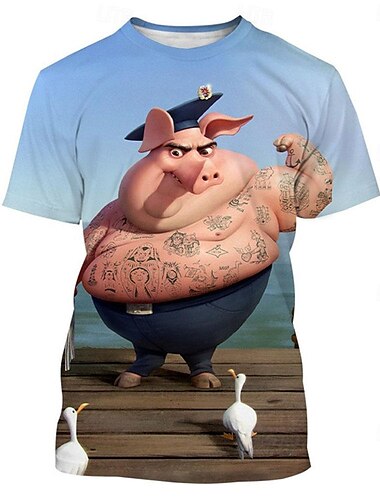  T-Shirt-Ärmel Tier 3D Grafik Für Paar Herren Damen Erwachsene Halloween Karneval Maskerade 3D-Druck Strasse Casual