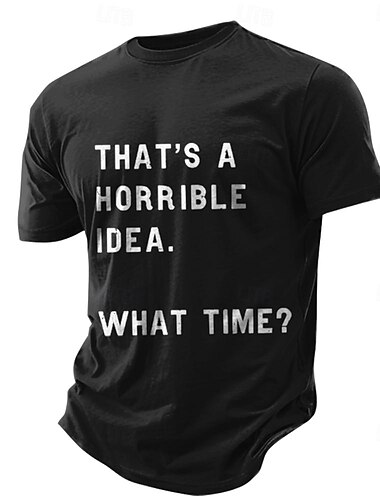  Herren Buchstabe Lustig T Shirt T-Shirt 100% Baumwolle Kurzarm Grafik Hemd Schwarz Armeegrün Dunkelblau Bequemes T-Shirt Straße Sport im Freien Modedesigner-Kleidung