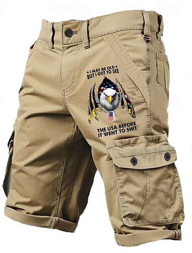  Herren Buchstabe Adler Amerikanische Flagge Cargo Shorts Kurze Hosen Mittlere Taillenlinie Sport Modisch Designer Outdoor Sports Outdoor Casual 6 Tasche Designer Bekleidung