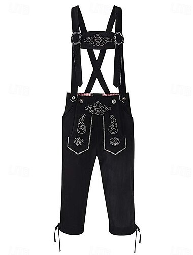  Carnaval Oktoberfest Costume Lederhosen Bavarois Allemand Munich Prairies Homme Tissu de style traditionnel Shorts