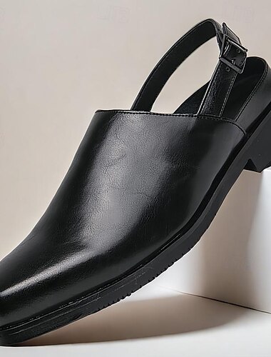  Homme Sandales Sabots et mules Chaussures romaines Cuir PU Respirable Confortable Antidérapantes Boucle Noir et gris foncé Noir