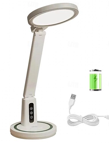  LED-Schreibtischlampe, Uhr, Tischlampe, aufladbare dimmbare USB-Schreibtischlampe, Plug-in-LED-Licht, faltbar, Augenschutz, Lese-Nachtlicht, dimmbare Arbeitszimmer-Tischlampe für das Arbeitszimmer zu