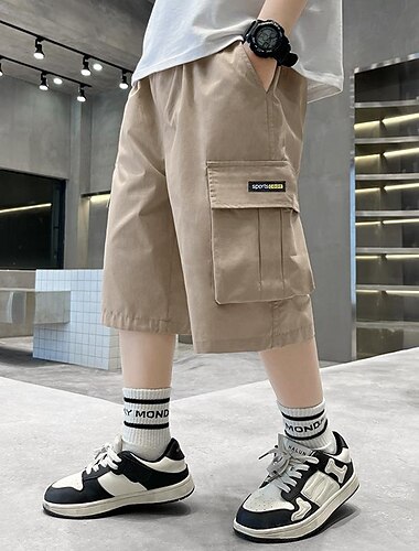  kinderkleidung Jungen Kurze Hose Feste Farbe Schnell Trocknend Atmungsaktiv Weich Kurze Hose Schulanfang Sport Täglich 2150 Khaki 2151 Schwarz 2151 Armeegrün