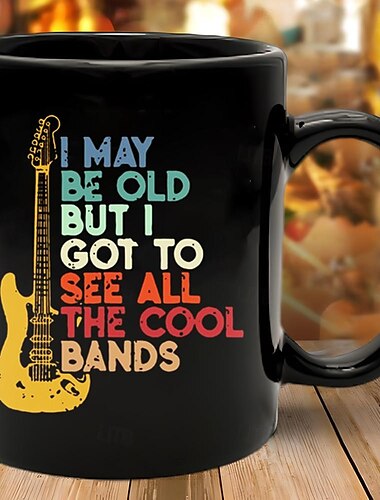  grappige mok - ik ben misschien oud, maar ik heb alle coole bands gezien 11 oz keramische koffiemokken - grappige verjaardagscadeaus voor cadeaus voor rock-, gitaar- en muziekliefhebber