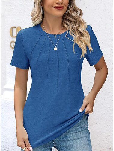  Per donna maglietta Liscio Informale Manica corta Girocollo Top regolari Giornaliero Bianco Blu Viola Verde Estate