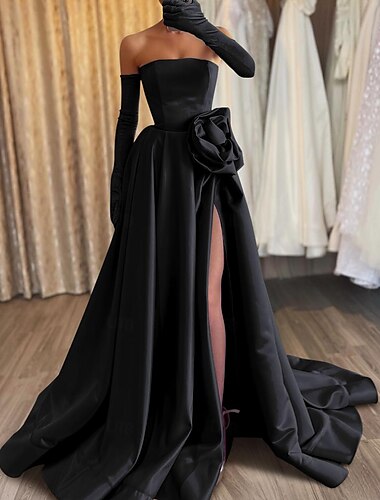  שמלות ערב A-Line שמלת Elegant Carnival רשמית אורך הרצפה שרוול ללא כתפיים ללא סרט עם אפליקציות