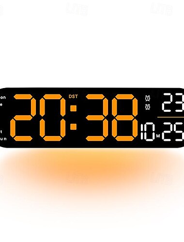  1pc LED Night Light 8 Colors, Multi-functional Short LED Display Clock  with Temperature Week and Calendar Remote Control 12/24 Hour Digital Smart Wall Clock with Atmosphere Light 1 Color Adjustment