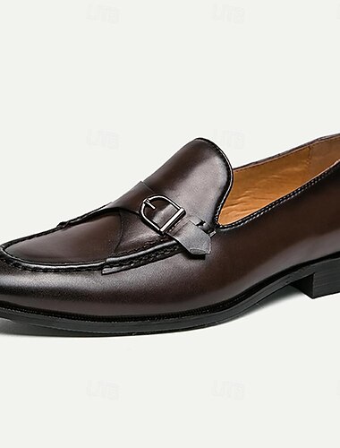  Braune Monkstrap-Schuhe für Herren – elegante Slipper aus Leder mit Schnalle für formelle und legere Anlässe