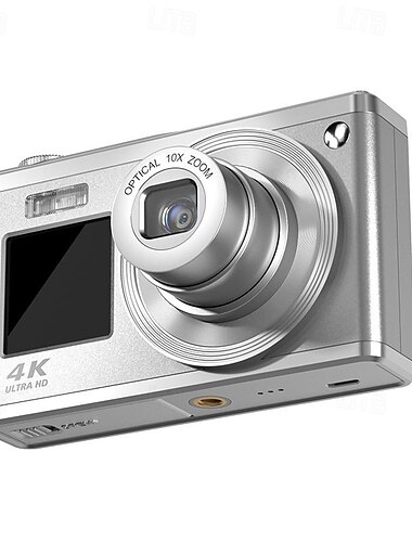  Digitalkamera mit optischem 4K-Zoom, Point-and-Shoot-Digitalkamera mit Dual-Display, kompakte Reisekamera