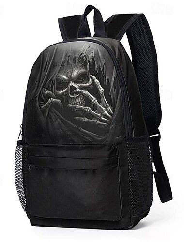  Herren Rucksack Schultasche Schulanfang Outdoor Täglich Skelett Polyester Hohe Kapazität Leichtgewichtig Langlebig Reißverschluss Bedruckt Schwarz Grau