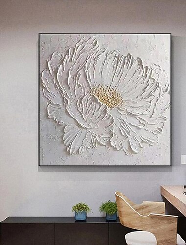  3d grande peinture à l'huile de fleur blanche peinte à la main sur toile peinture acrylique faite à la main peinture texturée lourde peinture à l'huile de paysage abstrait art mural peinture de