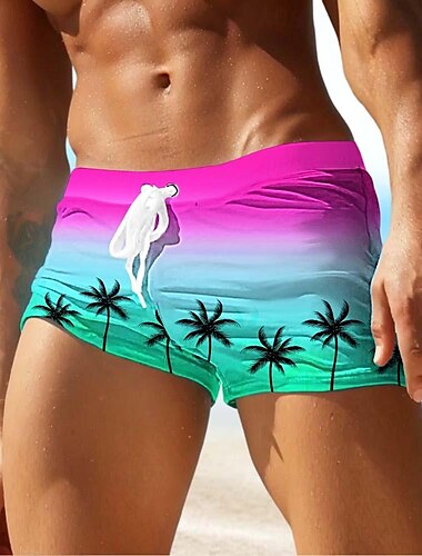  Herren Baum Kokospalme Badehosen Badeshorts Boardshorts Mittlere Taille Mode Designer Surfen Ferien Strand Tasche Kordelzug Elastischer Bund Designer Bekleidung