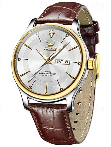  Nové Olevs Brand módní trendová pásková pánské hodinky luminiscenční kalendář týdenní displej jednoduché volnočasové vodotěsné pánské hodinky