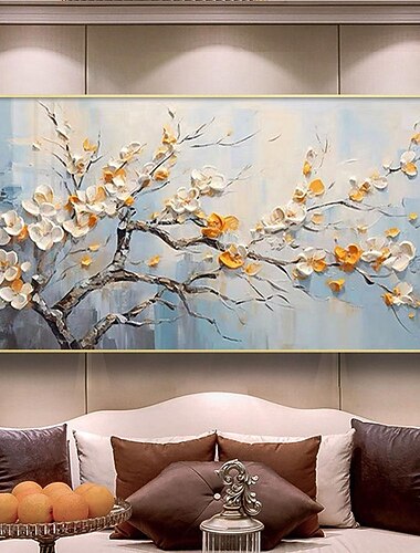  Original abstraktes handgemachtes Gemälde große Wandkunst buntes Blumengemälde auf Leinwand Wohndekor Büro Wanddekor handgemalte Wandkunst ungerahmt