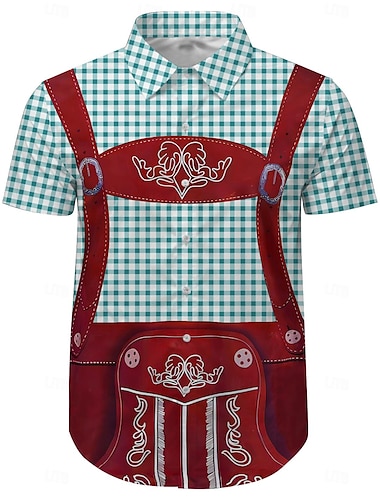  Μπύρα Εκτύπωση Lederhosen Πουκάμισα Hawaii Πουκάμισο Aloha Στάμπα Γραφικό Για Ανδρικά Ενηλίκων Απόκριες Μπύρα Oktoberfest 3D εκτύπωση Διακοπές Πάρτι