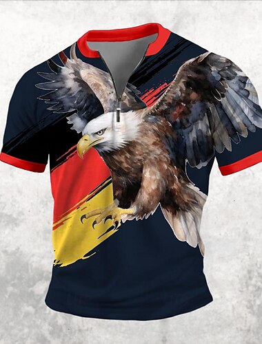  Herren Amerikanische US-Flagge Adler Patriotisch T Shirt Kurzarm T-Shirt 3D-Druck Hemd Brautkleider schlicht Täglich Weiß Rote Dunkelblau Frühling Sommer Bekleidung S M L XL XXL 3XL