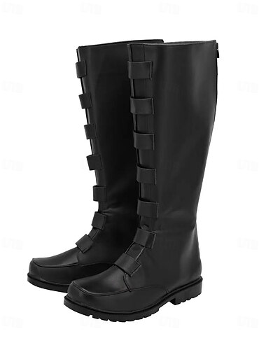  Hombre Botas Botas de Equitación Zapatos de Paseo Punk Zapatos romanos caballero británico Cuero PU Cómodo Mocasín Morrón Oscuro Negro Otoño Invierno