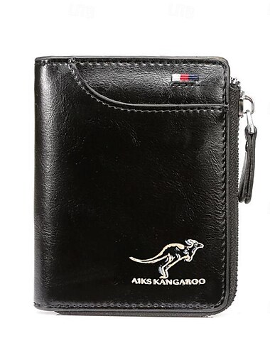  Känguru Herren RFID-blockierende PU-Leder-Brieftasche mit Reißverschluss Mehrfachslots Kartenhalter Business-Geldbörse