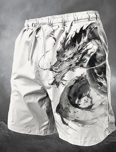  Miesten Lohikäärme Uimahousut Uimashortsit Surffishortsit Keskivyötärö Vintage Suunnittelija Punk & goottilainen Kausaliteetti Pyhäpäivä Klubi Suunnittelija Vaatetus