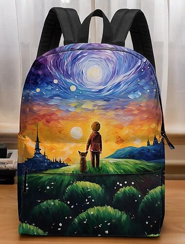  Per uomo Per donna zaino Zaino per la scuola Scuola Esterno Giornaliero Cielo stellato Cielo / Galassia Poliestere Massima capacità Leggero Duraturo Cerniera Stampa Giallo Blu