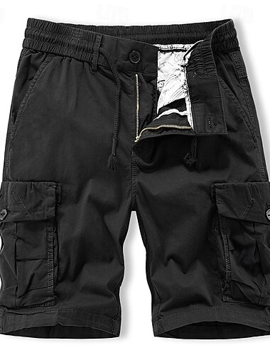  Per uomo Pantaloncini tattici Pantaloncini modello cargo Pantaloncini Bottoni A cordoncino Multi tasca Liscio Indossabile Breve Esterno Giornaliero Campeggio e hiking Di tendenza Classico Nero Verde
