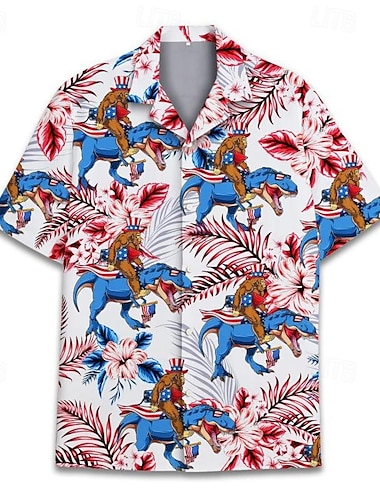  USA Flagge Bluse / Hemd Hawaiihemden Erwachsene Herren Lustig Party Urlaub Strand Karneval Tag der Unabhängigkeit 4. Juli Einfaches Karnevalskostüm